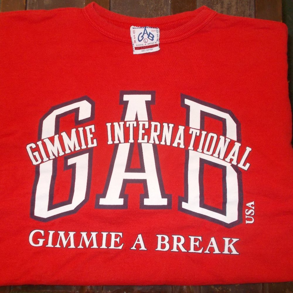 GAB -Gimme-A-Break- USA Sweatshirt Men's Large Red Rare Vintage 90s